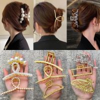 【cw】 Hair Claw Set Clip for Gold Color Hairpins Metal Accessories Hollow Pincer Barrette Big 1