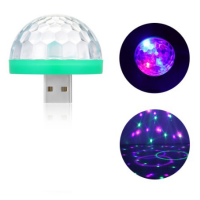 "ไฟดิสโก้ LED USB Mini Disco Magic Ball Light ไฟเทค กระพริบตามจังหวะเพลง ขนาดกระทัดรัด ( คละสี )/C024"