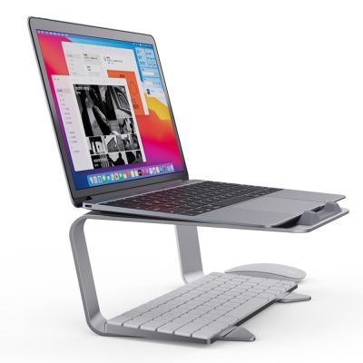 ที่ยึดรองรับโน๊ตบุ๊คขนาดพกพาขาตั้งแล็ปท็อปชั้นอลูมิเนียมสองครั้งสำหรับโลหะตั้งฉากแท็บเล็ตคอมพิวเตอร์ Macbook Pro