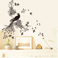 [COD] Peacock Flowers Removable Wall Stickers Vinyl Decals Kids Room Rooms Decoration Wallpaper Mural SA379