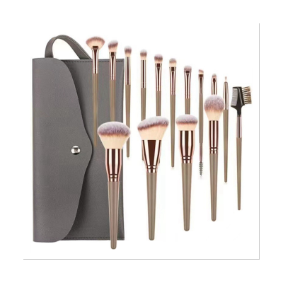 15Pcs Champagne Gold Makeup Brush Set Loose Powder Brush Foundation Brush Full Set Makeup Brush