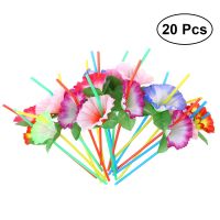 20Pcs Flower Flexible Bendable Drinking Straws Decorative Disposable Straws Party Table Decor for Wedding Birthday Christmas Fes