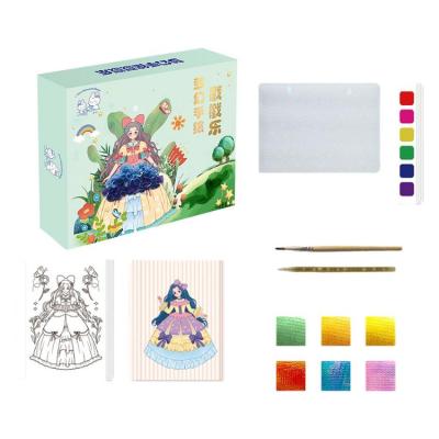 Childrens Arts and Crafts Set DIY Princess Dress-Up Paper Craft Set for Girls 3-8 Educational Poke Painting Childrens Arts and Crafts Set for Learning Fun portable