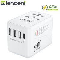 Lencent Gan III 45W PD Fast Charger อะแดปเตอร์ Universal Travel Travel, เครื่องชาร์จนานาชาติที่มีพอร์ต USB 3 ตัว &amp; 2 USB-C PD อะแดปเตอร์ชาร์จที่รวดเร็วทั้งหมดในหนึ่งตัวแปลงเครื่องชาร์จผนังทั่วโลกสำหรับ iPhone, Samsung, แล็ปท็อป, พิมพ์ A/G/I ( USA/UK/EU/AU