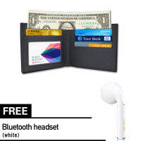 [With fee I7 Bluetooth Earphone]Mens Short Wallet Iron Side Korean Youth Mens Cross Section Wallet