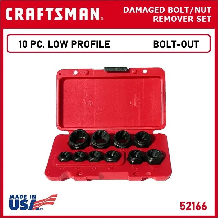 Craftsman 10piece Low Profile Damaged Bolt/Nut Remover Set 52166