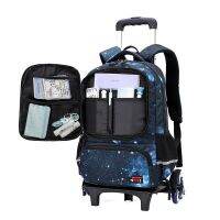 High-end refrigerator-style schoolbag trolley for boys in grades 2 3 4 5 and 6 stair-climbing childrens waterproof backpack dual-use Uniqlo original