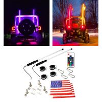 CCLight 2ชิ้น LED แส้ไฟ RGB กับธงสำหรับ UTV รถ ATV ทราย Buggy เรือ3FT