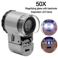 50X Portable Folding Magnifier Loupe Illuminated Magnifier 50x Handheld Mini Pocket MicroscopGlass Jewelry Coins Stamps Antiques