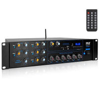 Pyle Wireless Bluetooth Power Amplifier System - 4200W 6CH Powered Rack Mount Portable Multi-Zone Audio Home Stereo Receiver Box w/RCA, USB, AUX - for Speaker, PA, Theater - Pyle PT6000CH