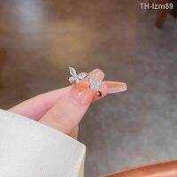 ? เครื่องประดับ South Korean new delicate zircon butterfly ring female ins the wind light luxury niche super flash joker temperament open forefinger