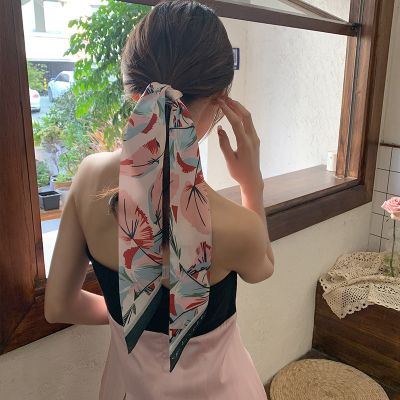 [COD] language turmeric 2022 national style spring and summer new silk scarf long strip tied hairband bowknot wrapped bag ribbon
