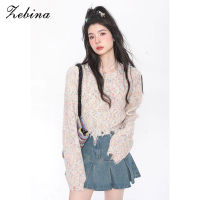 Zebina เสื้อสเวตเตอร์ผู้หญิงมีพู่จุดสี,เสื้อสเวตเตอร์ทรงหลวมใส่สบายดีไซน์เฉพาะช่วงฤดูใบไม้ผลิ