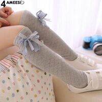 Ameesi เด็กฝ้ายถุงเท้า Tights โรงเรียนเข่าสูงกริด Bow Dance ถุงน่อง