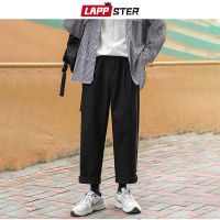 LAPPSTER Men Korean Fashions Harem Pants Wide Leg Joggers 2021 Mens Black Loose Sweatpants Japan Style Straight Pants Trousers