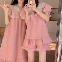 womens summer ice silk short-sed suit Fren press sle ghtdress home clot summer sle outer facturers --SY2381♞