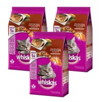 อาหารแมว Whiskas รสปลาซาบะย่าง สำหรับ แมว อายุ 1 ปี ขึ้นไป 1.2kg (3 ถุง)Whiskas Grilled Saba Flavor Adult Cat Food 1.2kg