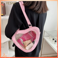 YESHE โปร่งใสโปร่งใส กระเป๋า Crossbody กระเป๋าถือแบบลำลอง พีวีซีพีวีซี กระเป๋าโท้ทสะพายไหล่ น่ารักน่ารักๆ รูปหัวใจรัก กระเป๋าใต้วงแขนสำหรับผู้หญิง สาวๆ