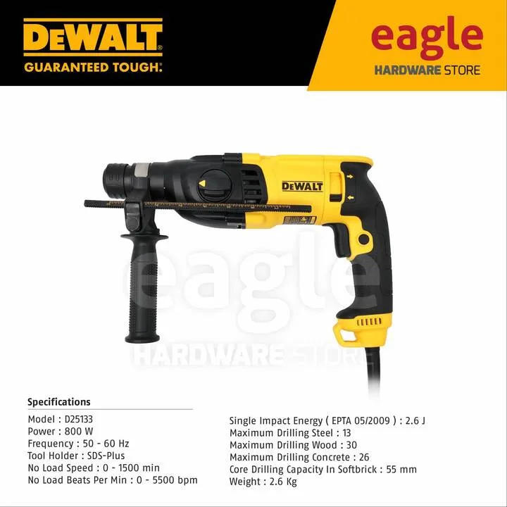 Dewalt D25133K-XD 26mm 800W 3 Mode SDS-Plus Rotary Hammer Drill