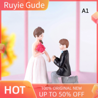 Ruyie 2ชิ้น/เซ็ต Wedding Dolls เครื่องประดับแนวนอนขนาดเล็ก MINI Resin Figurine Decor