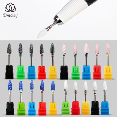 Dmoley 4 Color Ceramic And Tungsten Nail Drill Bit Pink/Black/Blue For Electric Nail Drill Manicure Machine Cutter Bit Accessory