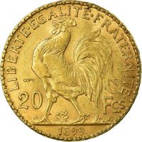 【CC】☌  1899 20 Francs Gold Marianne Rooster Third Metal Copy Coin Liberte Production