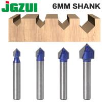 1pc 6mm ShankProfes 90 องศา V Groove Bit 1/4 "5/16" 3/8 "1/2" CNC แกะสลัก Solid Router Bit Carbide Milling Cutter เจาะไม้