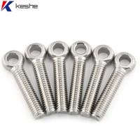 KESHE 6PCS 304สแตนเลสสตีล แหวนสกรูสำหรับยก เงินสีเงิน M6x40mm สลักเกลียวเดือย ทนทานต่อการใช้งาน ทนทานสำหรับงานหนัก สกรูวงแหวน ที่ยึดสำหรับยึด