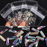 FORBETTER Rectangle 3D Nails Decoration Elongated Teardrop DIY Ornaments Nail Art Rhinestones Colorful Stones Glitter Fashion Manicure Accessories Holo Flat Shaped Crystal Nail Jewelry