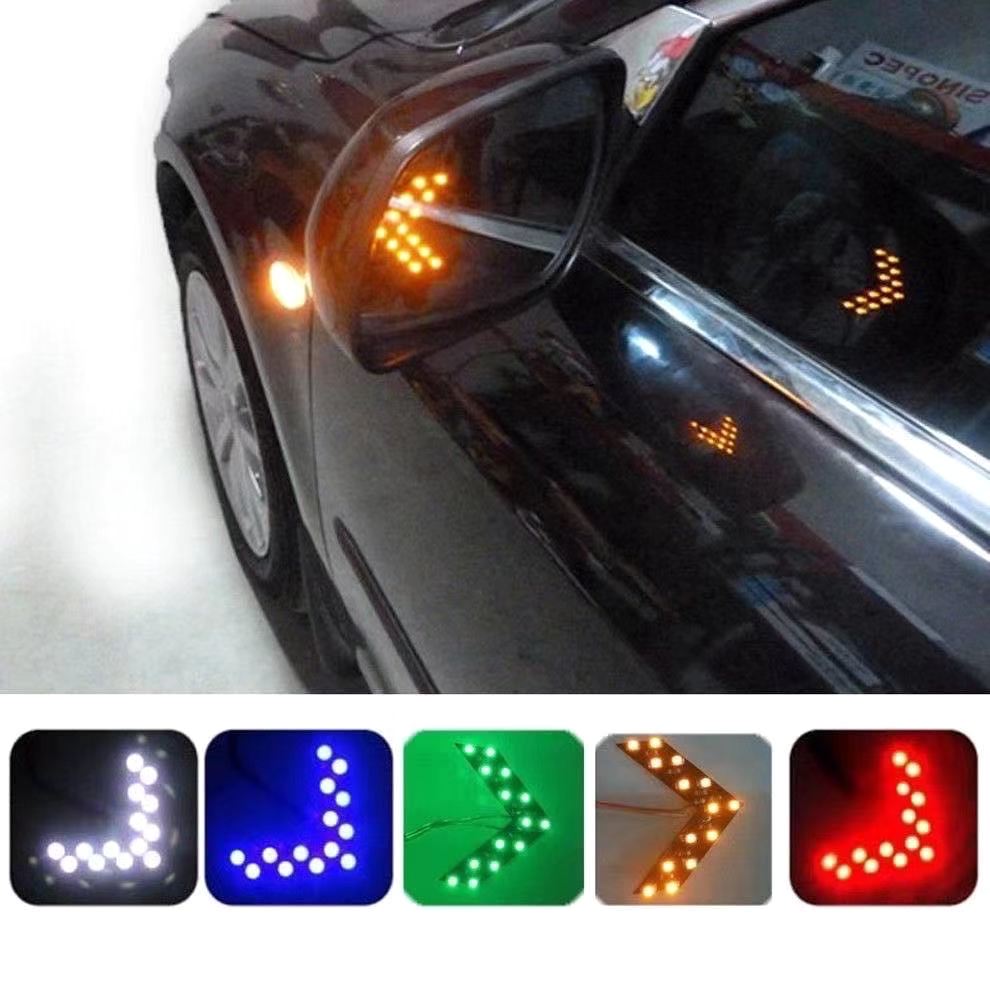 COGEEK 2pcs 14 SMD LED Arrow Panel For Car Rear View Mirror Indicator Turn Signal Light Car Led Parking Car Styling blue 
