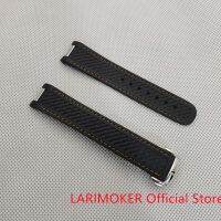 LARIMOKER 20มม. สายรัดซิลิโคนพับได้สำหรับเปลี่ยนช็อกอุปกรณ์เสริมสายนาฬิกากันน้ำสีดำ