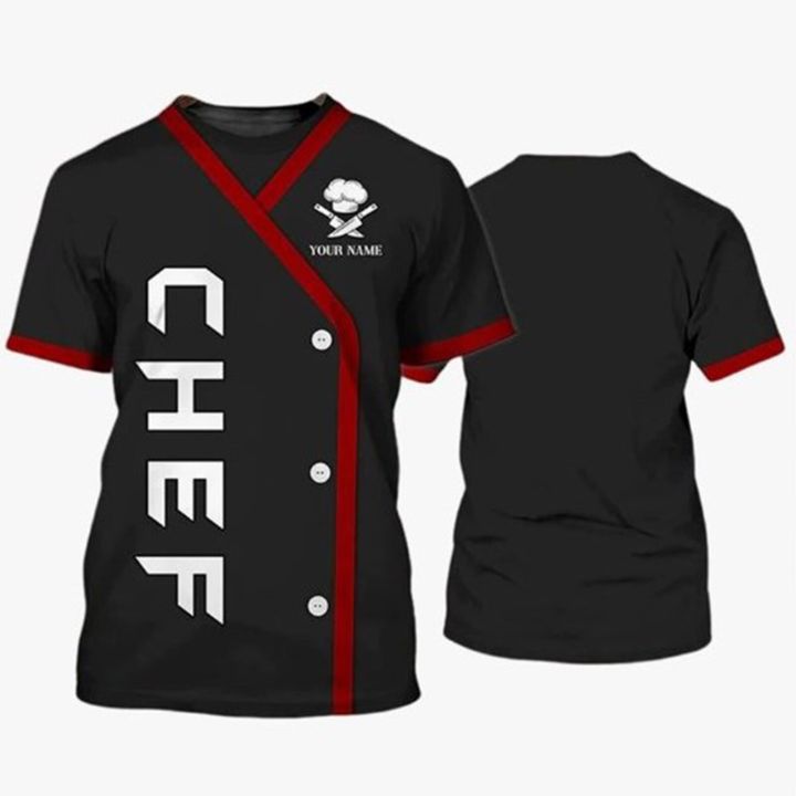 เสื้อแจ็กเก็ตสำหรับเชฟชายและหญิง-เสื้อเสื้อยืด-chef-แขนสั้นพิมพ์ลาย3d-เครื่องแบบเชฟเสื้อยืดพิมพ์ลายเสื้อกล้ามเชฟ