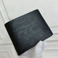 Black Textured Leather Uni Wallet Solid Pocket Women Money Clips Card Holder Simple Design Men Purse