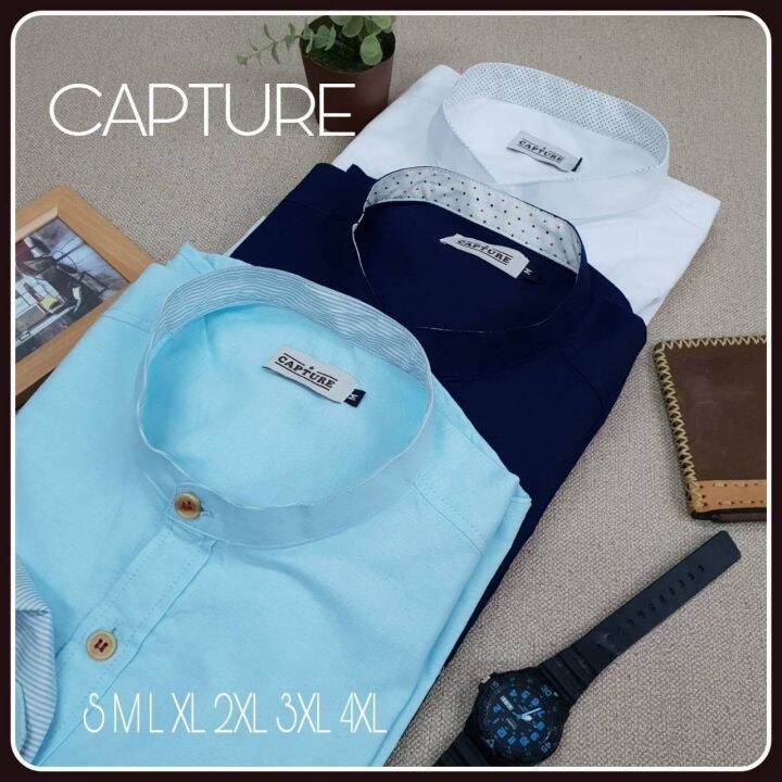 capture-shirt-เสื้อเชิ้ตผู้ชายแขนยาว-คอจีน-สีขาว-เขียวมิ้นท์-กรม-มีถึงอก-48-นิ้ว