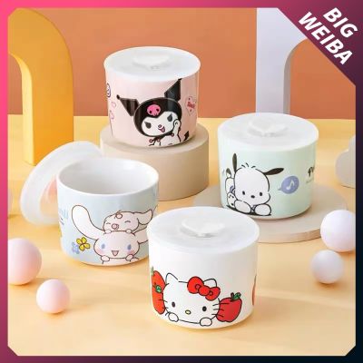 ✗☒✘ Kawaii Hello kitty Mini Lunch Box Ceramic Freshkeeping Bowl Kuromi Cinnamoroll Portable Students Work Bowl Microwave Oven Heat