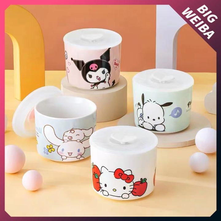 kawaii-hello-kitty-mini-lunch-box-ceramic-freshkeeping-bowl-kuromi-cinnamoroll-portable-students-work-bowl-microwave-oven-heat