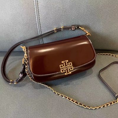 2023 new Tory Burch Britten Series Patent Leather Outside Sewing Fashion Shoulder Bag Crossbody Bag