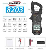 WinAPEX 8203 มิเตอร์วัดไฟคลิปแอมป์ดิจิตอล  วัดเเอมป์ได้ทั้ง AC/DC 600A วัดอุณหภูมิ วัดHz NCV