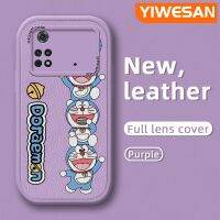 YIWESAN เคสสำหรับ Xiaomi Poco M4 Pro 5G Redmi Note 11T 5G Note 11S 5G เคสลายการ์ตูนโดราเอมอนบางดีไซน์ใหม่นุ่มหนังฝาปิดด้านหลังเลนส์เต็มตัวเคสป้องกันกล้องกันกระแทก