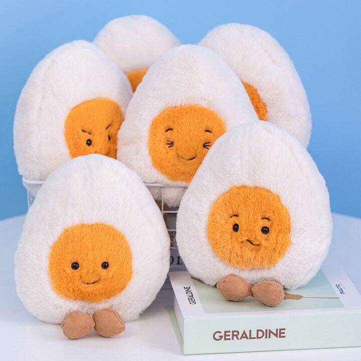 Kawaii Boiled Egg Plush Toy Soft Cuddly Plushies Doll Stuffed Food Long Plushie Shows Different ...