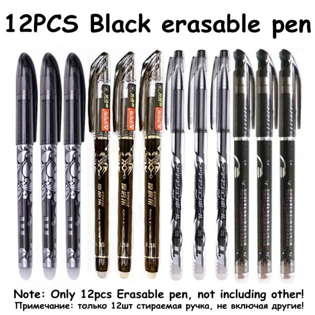 100Pcs Erasable Pen Refill 0.5mm Blue/Black Ink Writing Pens Gift Stationery 