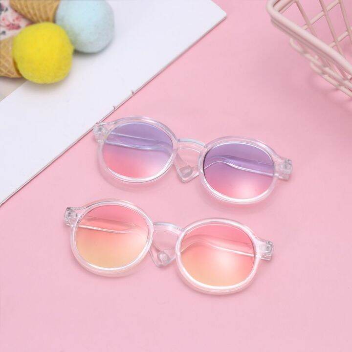 กระจกที่มีสีสันกรอบทรงกลมแว่นตาตุ๊กตาแว่นตาแมวแว่นตาสัตว์เลี้ยงสำหรับตุ๊กตา-blythe-ตุ๊กตาเสื้อผ้าอุปกรณ์เสริม
