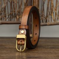 1.8CM Thin Genuine Leather Belts for Women Luxury Copper Buckle Cowskin Female Belt Simple Waist Belt For Jeans Candy Color