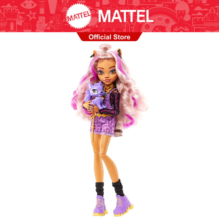 Monster High Clawdeen Wolf Fashion Doll with Purple Streaked Hair,  Accessories & Pet Dog