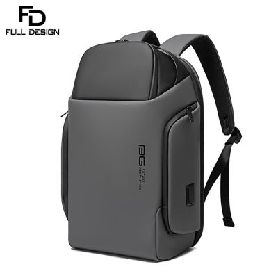 FULL DESIGN กระเป๋าเป้สะพายหลัง ใส่แล็ปท็อป กันน้ํา ขนาด 15.6 นิ้ว พร้อมพอร์ตชาร์จ USB สําหรับผู้ชาย