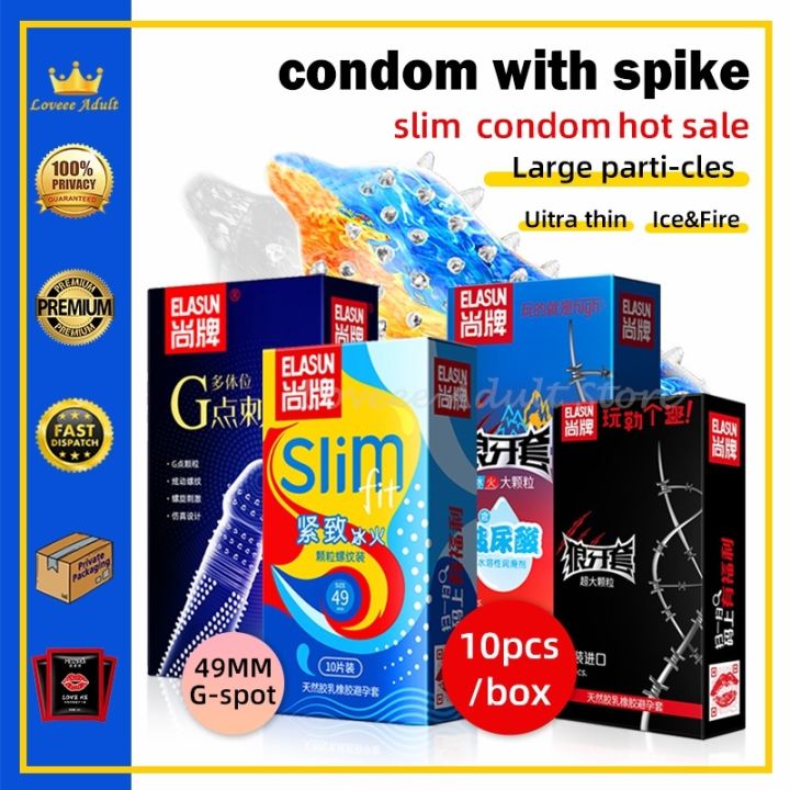 Elasun Condom For Man With Spike Ribbed Condoms Suit Time Delay Lasting