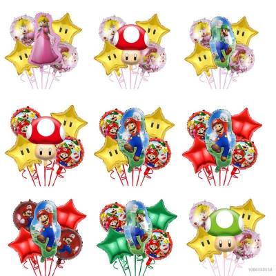 YT 5PCS/set Super Mario Luigi Princess Peach Theme foil balloons birthday party decoration space layout supplies  TY