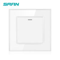 SRAN UK 1Gang 1way rocker switch250V 16A wall switch for household power supply crystal tempered glass 86mmx86mm