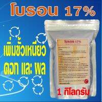 โบรอน กรดบอริก 17% ช่วยขั้วเหนียว ลดการหลุดร่วงของดอกและผล ช่วยการนำธาตุแคลเซียมไปใช้ได้ดียิ่งขึ้น ขนาด 1 กิโลกรัม