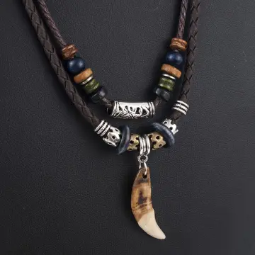 1Pc Cool boy men's Pendant Animal Tooth Necklace Amulet Tooth Adjustable  Rope Punk Wing Blade Hip hop Pendants Piercing - AliExpress